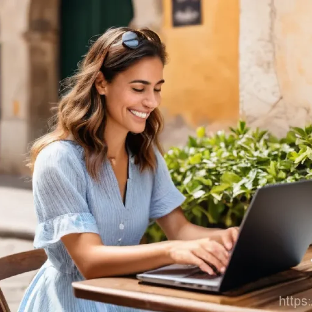 원격 데스크톱 프로그램 추천 - **Remote Work in a Charming Italian Setting:**
    "A cheerful 30-year-old woman, dressed in a styli...