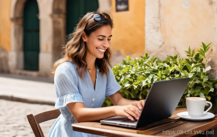 원격 데스크톱 프로그램 추천 - **Remote Work in a Charming Italian Setting:**
    "A cheerful 30-year-old woman, dressed in a styli...