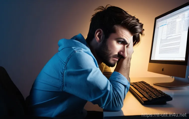 다운로드 관리 프로그램 비교 - **Prompt 1: Frustration of Interrupted Downloads**
    A young adult, perhaps in their late 20s or e...