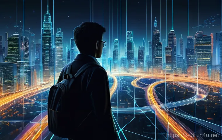 네트워크 보안 유틸리티 추천 - **Prompt:** A modern, diverse adult user, fully clothed in smart casual attire, sits at a sleek, min...