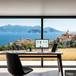 화면 분할 유틸리티 소프트웨어 추천 - A modern Italian home office setup featuring a sleek Windows 11 desktop computer displaying the Snap...