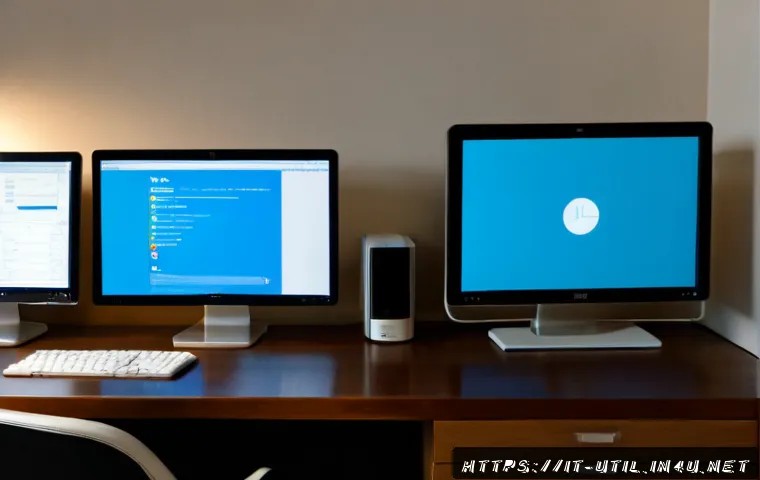 시스템 청소 프로그램 성능 비교 - Photorealistic home office scene in Italy, an older adult comparing two clean modern desktop compute...